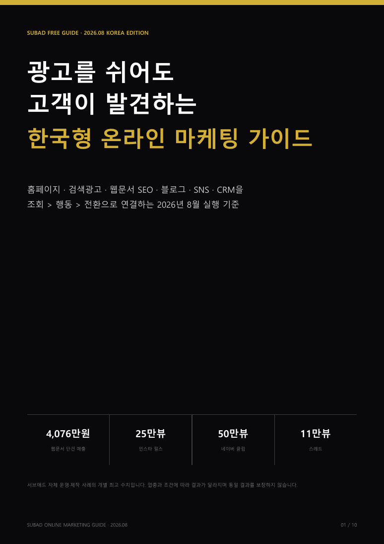 서브애드 2026년 8월 한국형 온라인 마케팅 가이드 표지