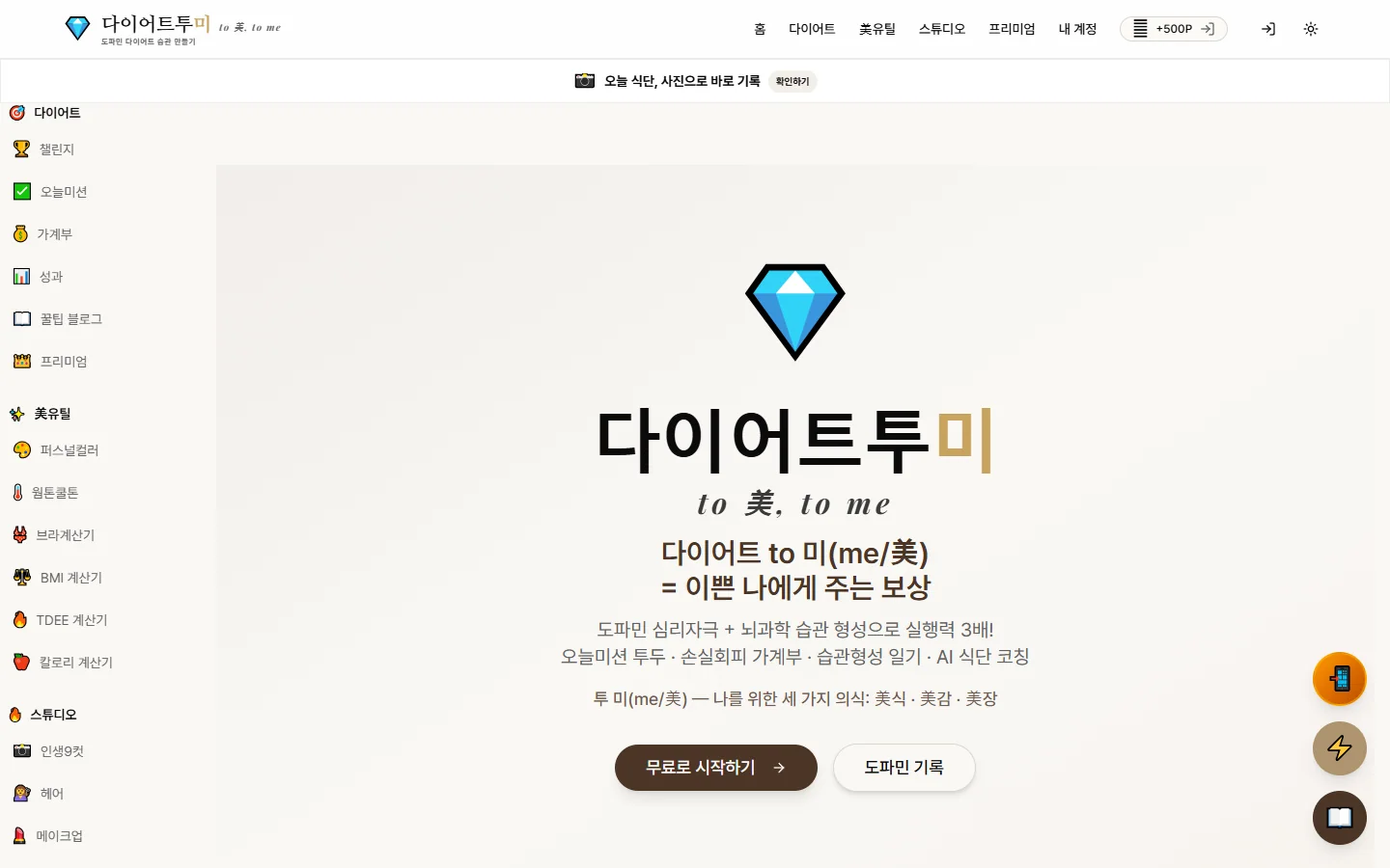다이어트투미 실제 화면